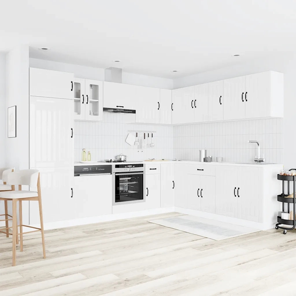 Set Mobili da Cucina 14 pz Lucca Bianchi Lucido in Truciolato