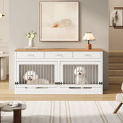 Mobile gabbia per cani in MDF e metallo con divisorio e 3 cassetti