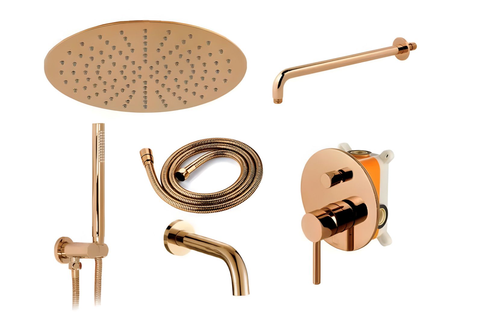 Set Da Vasca-doccia Da Incasso Rea Lungo Copper + Box