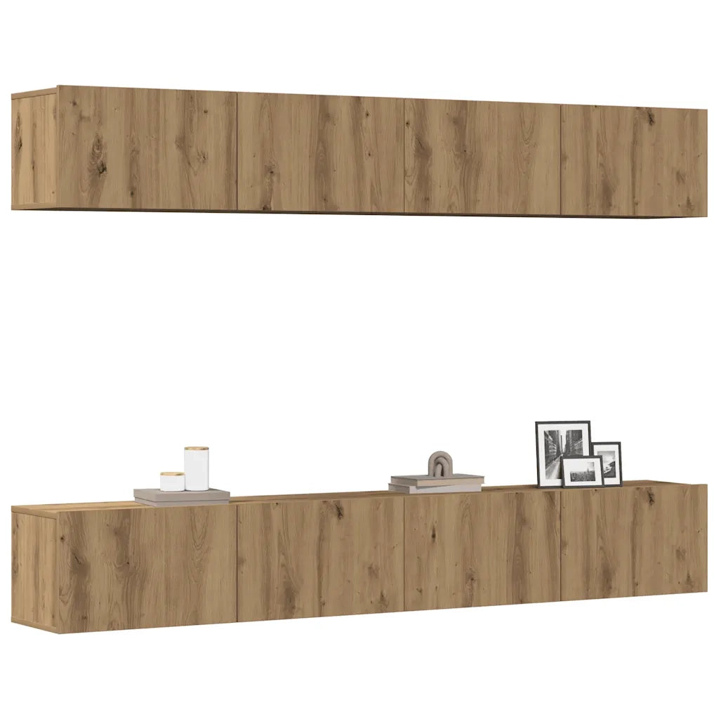 Set di 4 mobili porta TV a parete Rovere Artigianale 100x30x30 cm 3328946