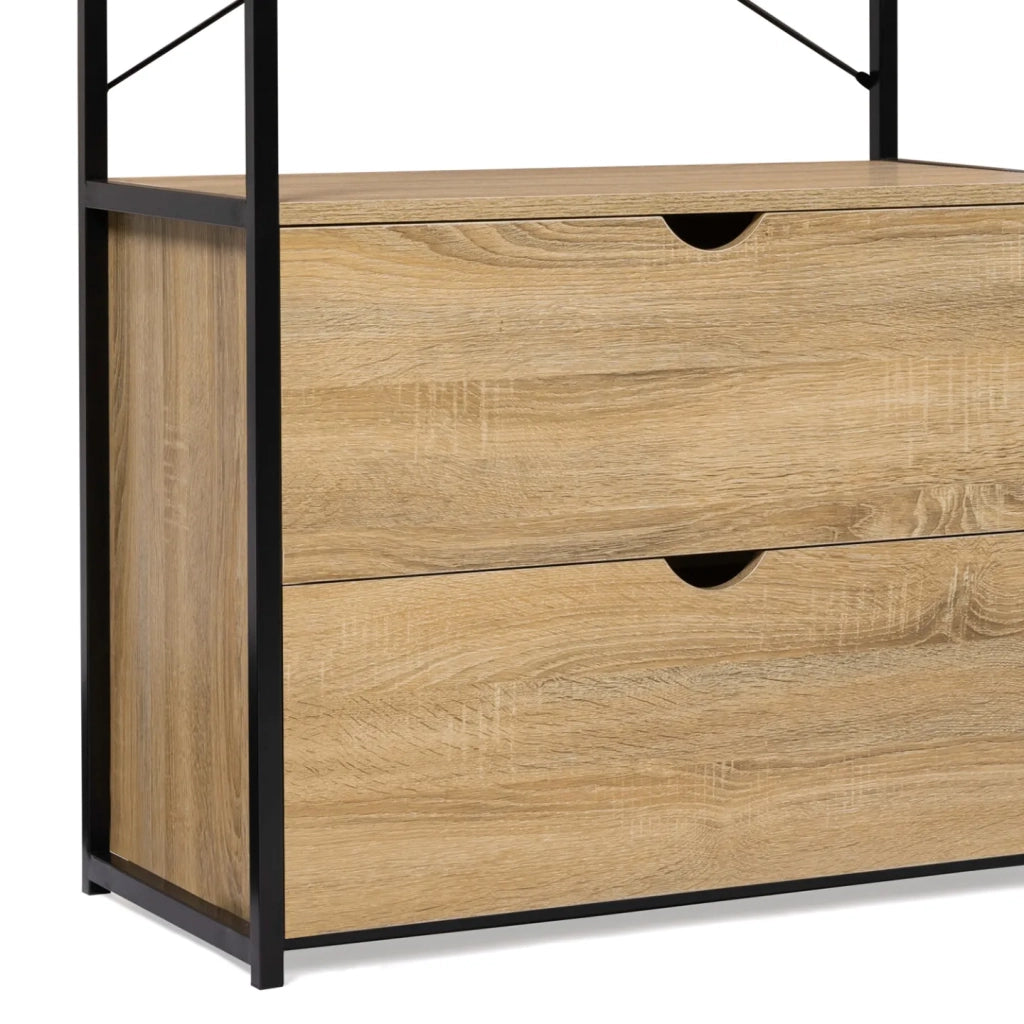 IDMarket - Armadio componibile con doppio guardaroba, ripiani e 2 cassetti L. 170 cm DETROIT design industriale