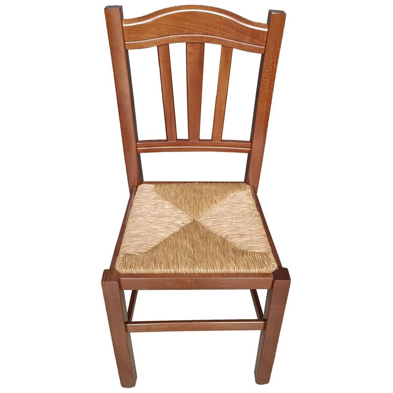 SET 4PZ SEDIE IN LEGNO MASSELLO CON SEDUTA IN PAGLIA E SCHIENALE ALTO LAVORATO -  COLORE NOCE 90X45X46 CM