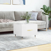 Tavolino da Salotto-Tavolino da soggiorno-Tavolo Bianco Lucido 50x50x40 cm Legno Multistrato 427477