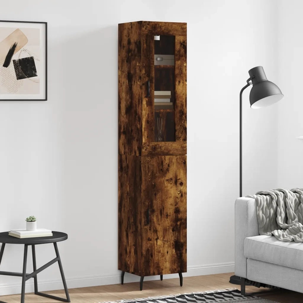 Credenza-Buffet-Armadio da cucina Rovere Fumo 34,5x34x180 cm in Legno Multistrato 566970