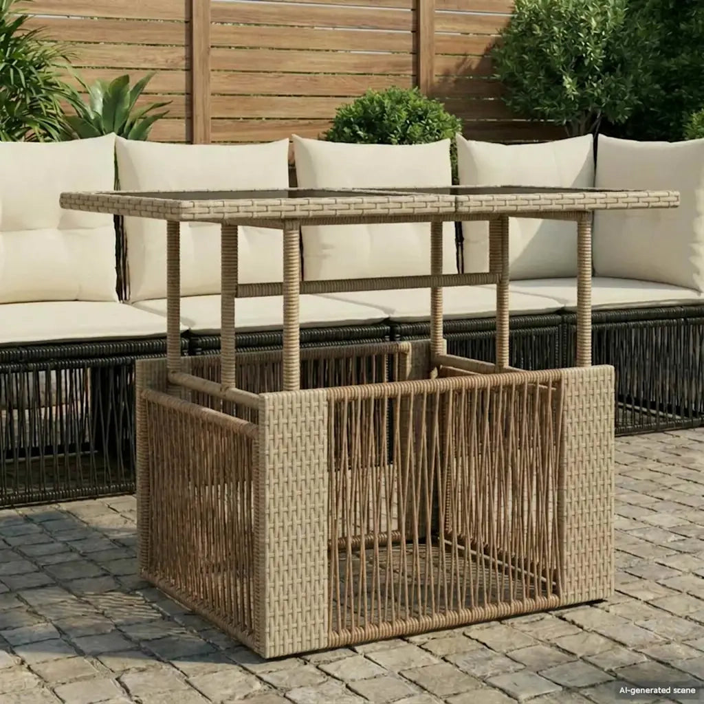 Tavolo da Giardino Beige 100 x 55 x 37 cm Rattan PE e Vetro 42035138