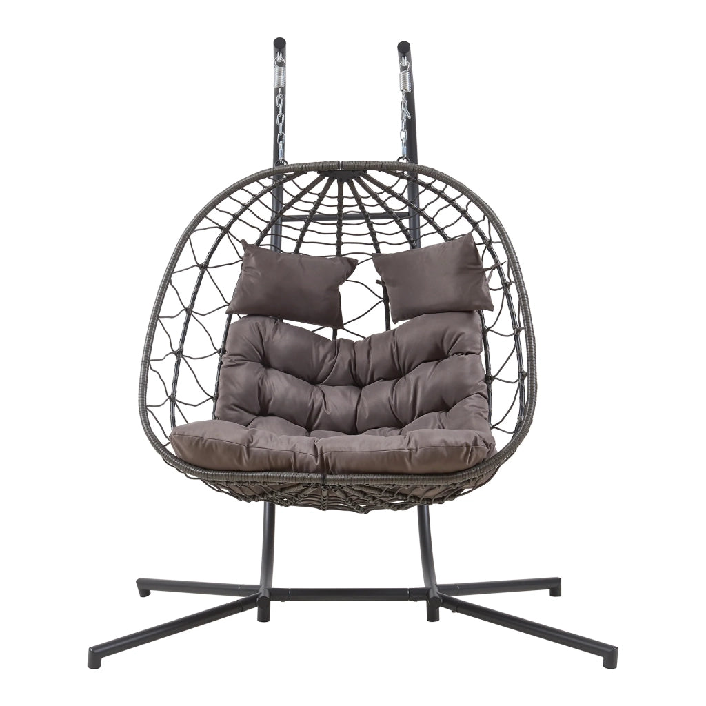 Poltrona sospesa a 2 posti con supporto 198 x 156 x 98 cm grigio 03_0009474
