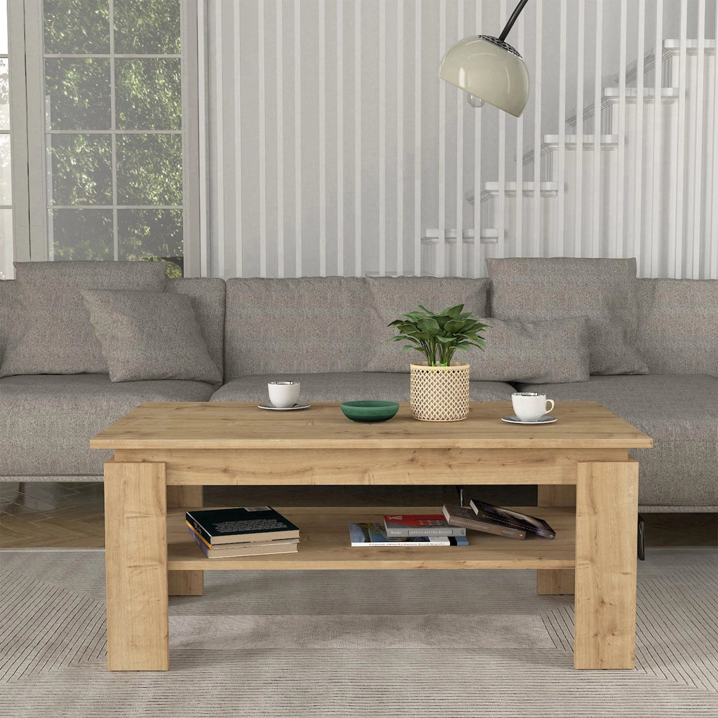 Tavolino Centrale da Caffè Krirdfjos con Ripiano 110x60x47 cm - Effetto Rovere Zaffiro [en.casa]