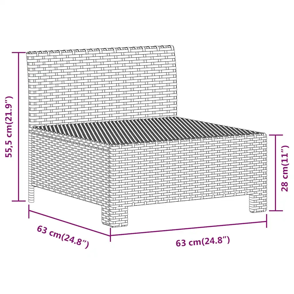 Divano da giardino centrale con cuscino grigio in polyrattan 362694
