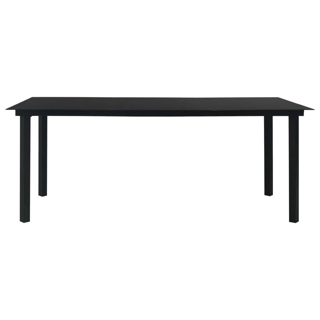 Set da Pranzo da Giardino 9 pz Nero in Vetro e Acciaio 3060212