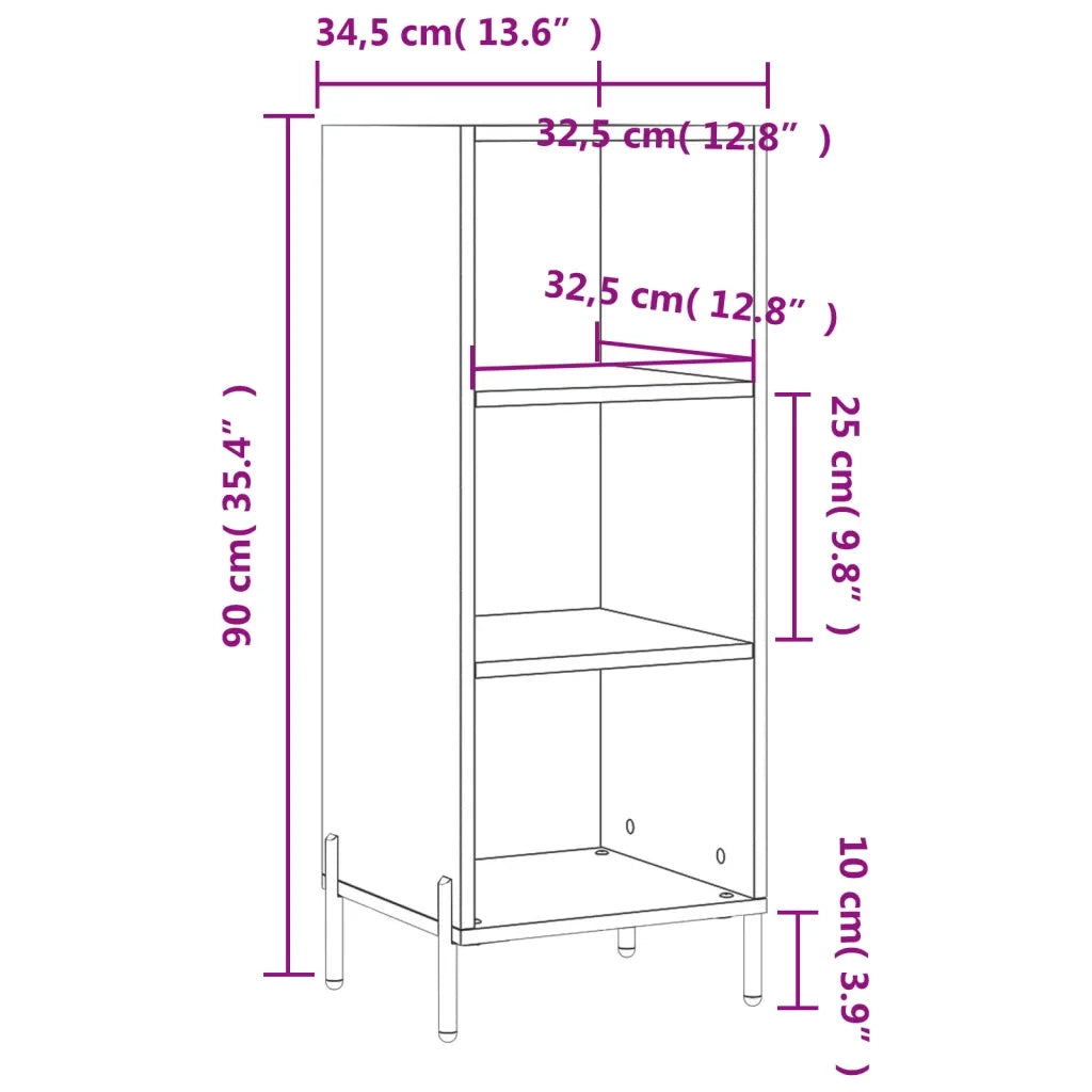 Credenza Bianco Lucido 34,5x32,5x90 cm in Legno Multistrato 828742