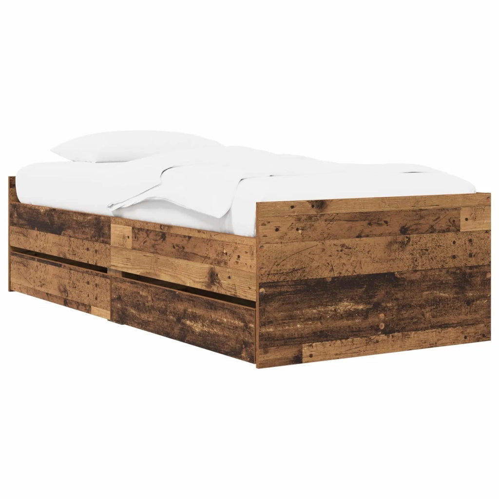 Struttura del letto con cassetto Legno antico Pino massello 3429616