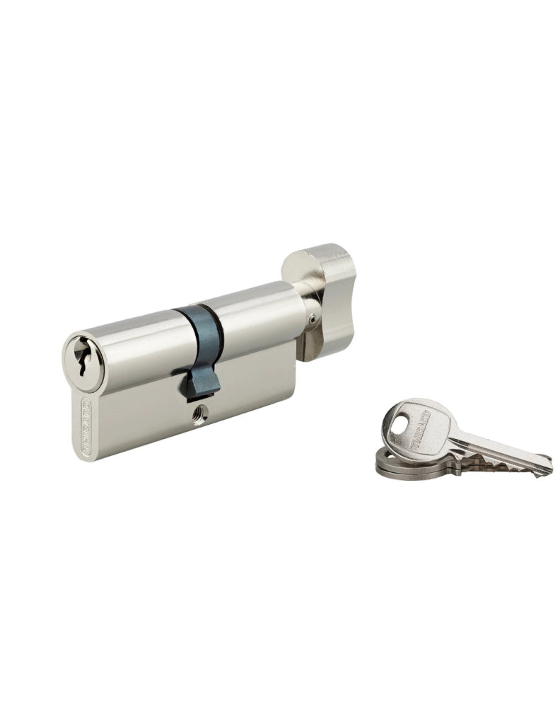Cilindro europeo per serratura a pomolo SA  30Bx40mm, anti estrazione, nichel, 3 chiavi - THIRARD