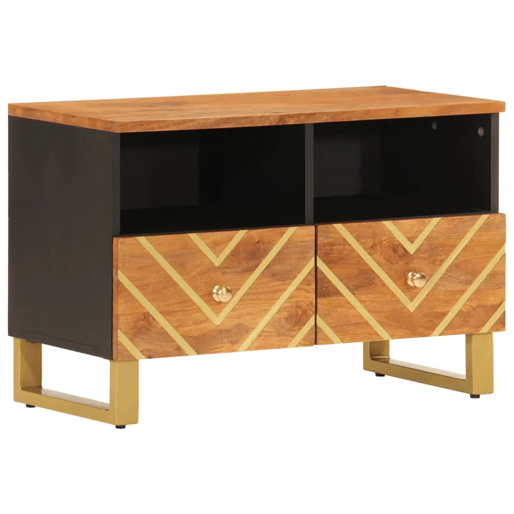 Mobile Porta TV Marrone e Nero 70x33,5x46 cm in Legno di Mangocod mxl 78766