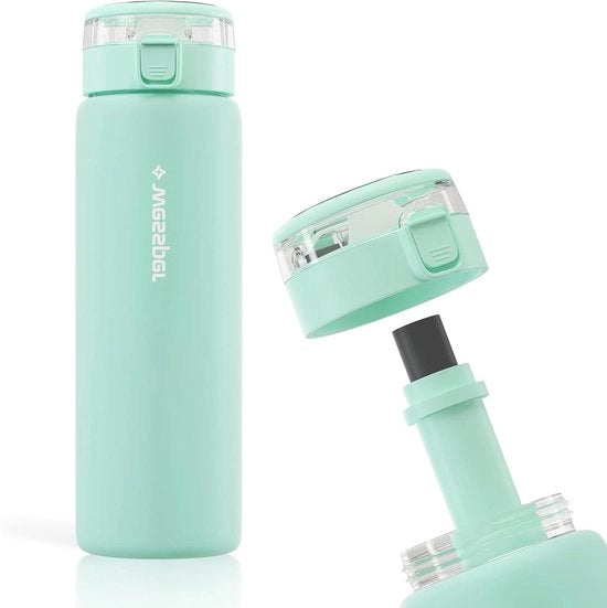 Ottima Bottiglia di Vetro con Filtro d'Acqua BPA Libero - 680 ml - Capo a Viti con Filtro di Carbone Attivato - Colore Mint