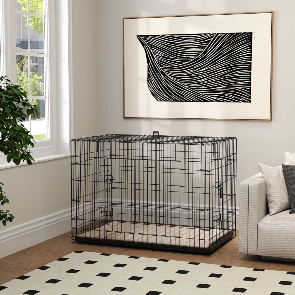 Casetta da trasporto per cani pieghevole con cuscino ¨C zephmum ¨C nero 105x70x75 cm