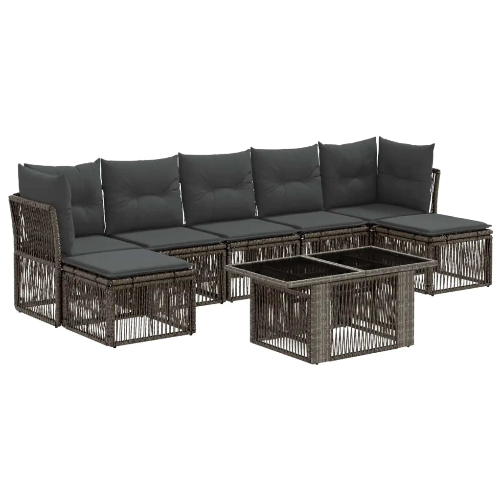 Set Divano da Giardino 8 pz Grigio polyrattan 3436511