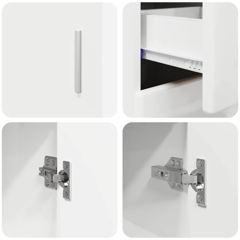 Credenza FLORIN 88,5 x 30,5 x 73 cm Bianco Lucido 880315