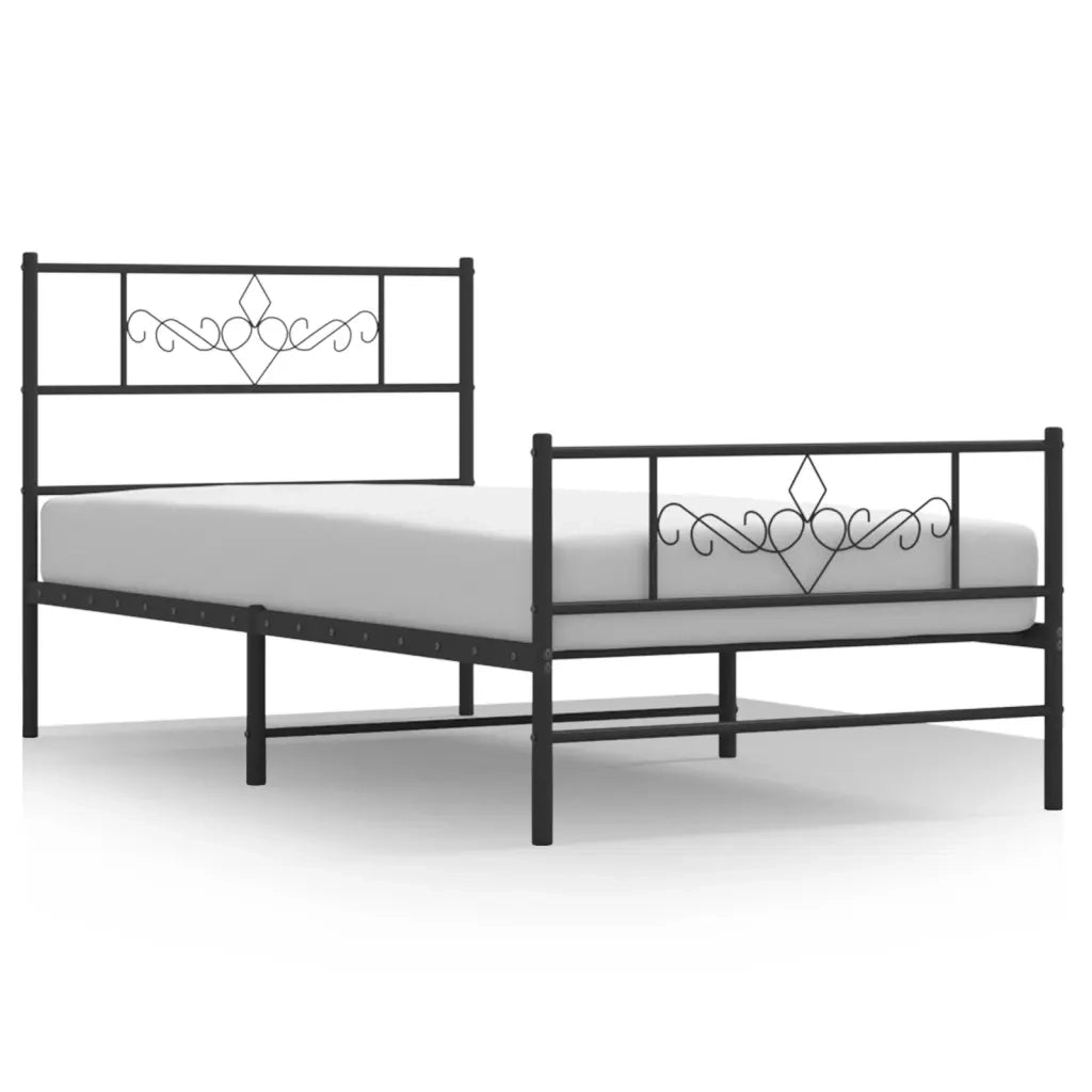 Giroletto con Testiera e Pediera Metallo Nero 80x200 cmcod mxl 105815