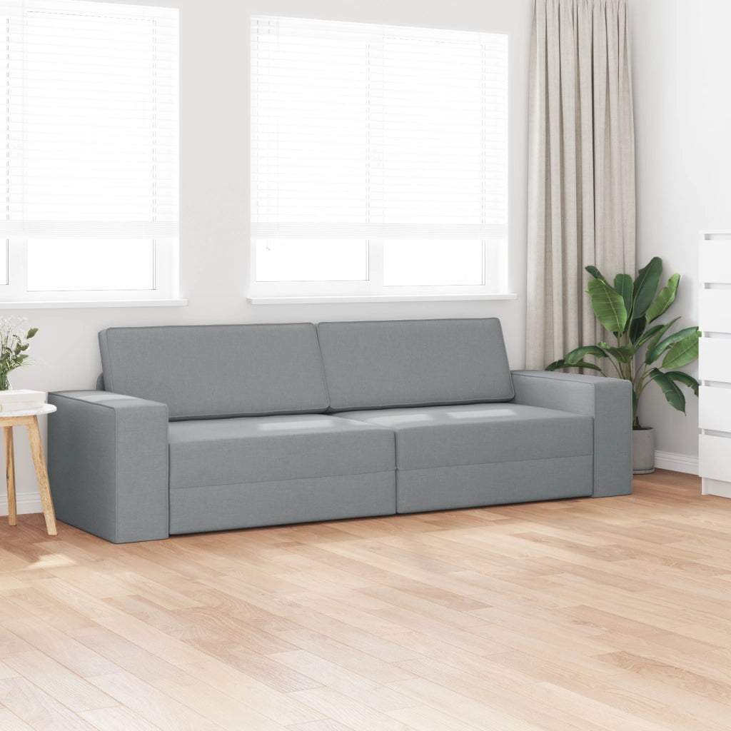 Divano Letto da Pavimento 2-in-1 Grigio Chiaro 245x150x60.5 cm Tessuto