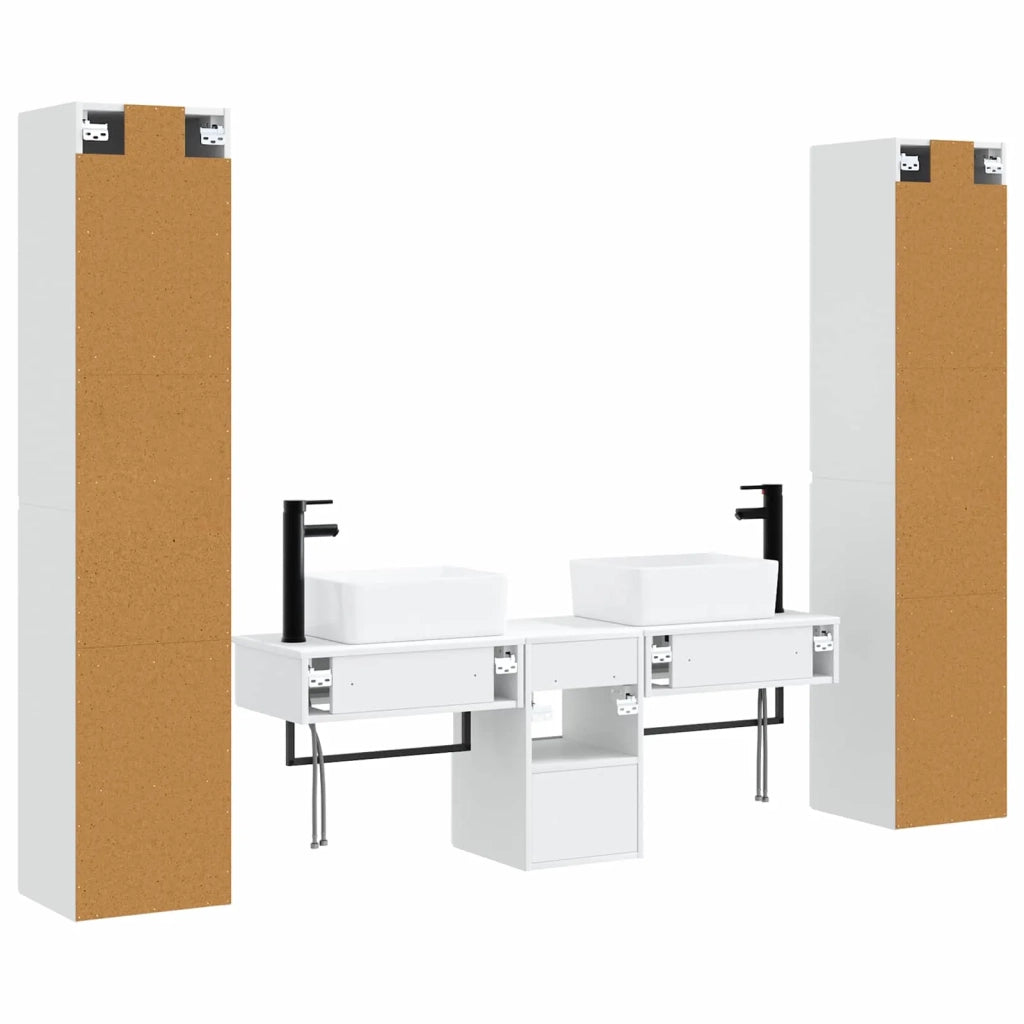 Set di mobili per il bagno 5 pz Bianco Lucido 3406017