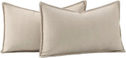 Cuscini di frange in chenille tessuto - Decorativi e soffici - Set da 2 - Beige - 30x50 cm