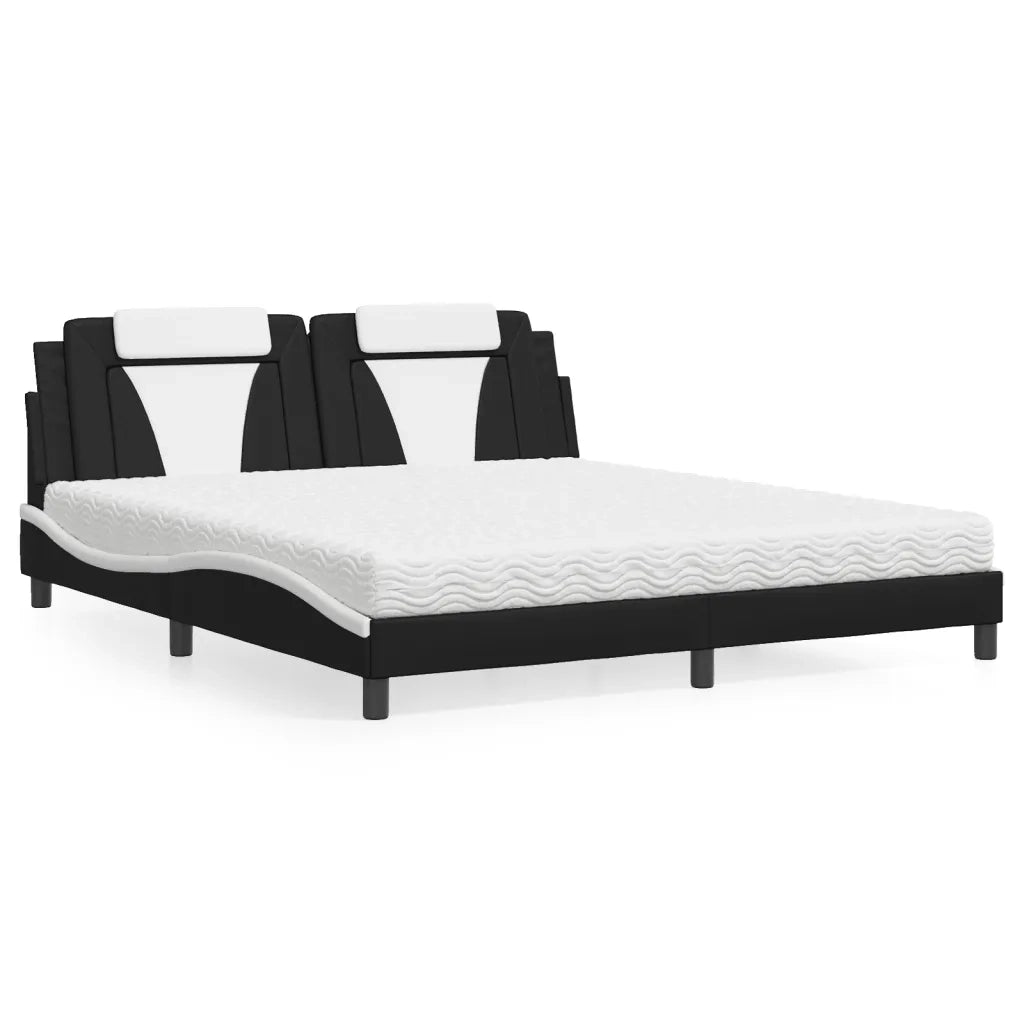 Letto Viana con Materasso Nero e Bianco 180x200 cm in Similpelle 3208815
