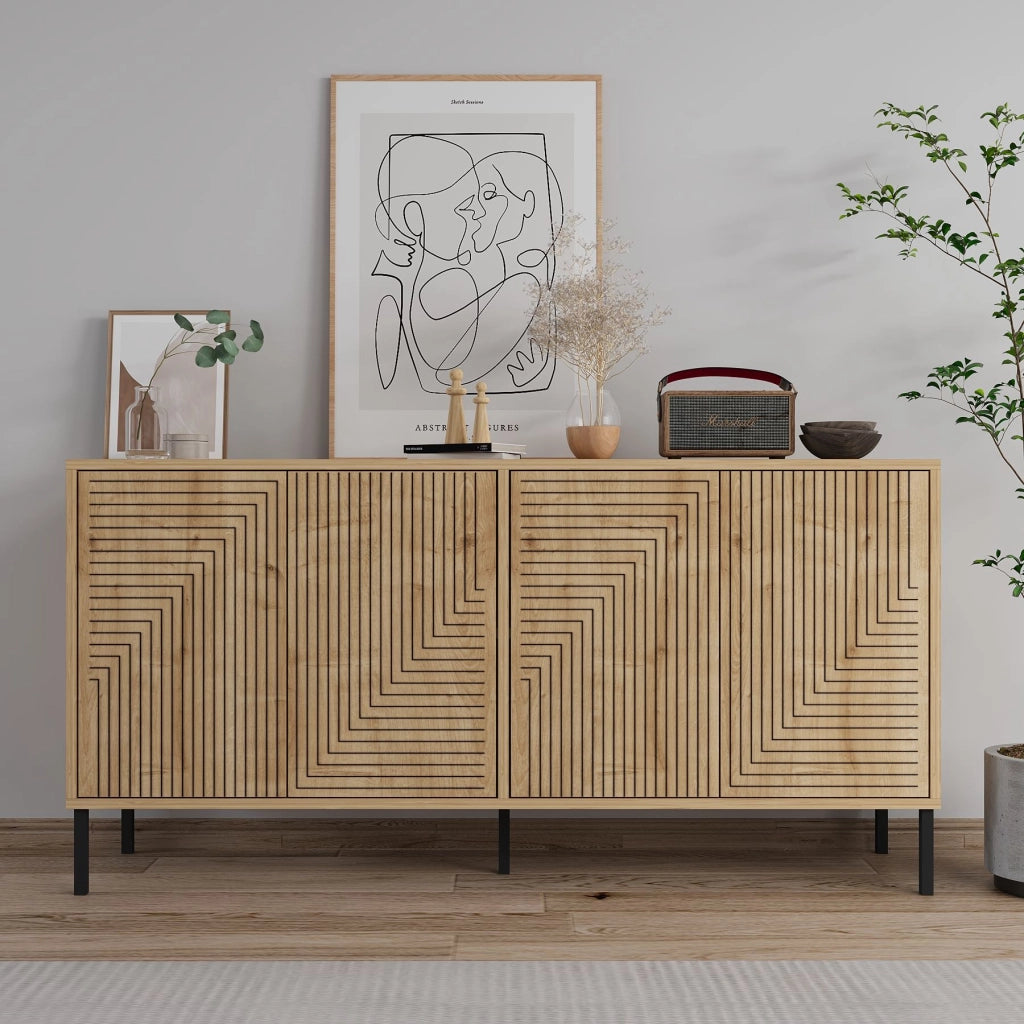 Credenza in legno "Evolet" - 150 x 36 x 75 cm - Beige