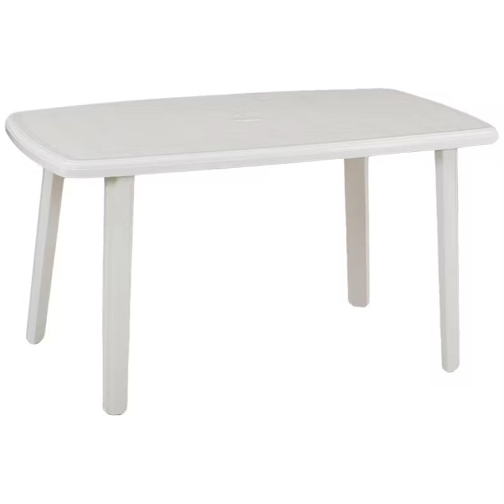 Trade Shop - Tavolo Esterno Bianco 140x90cm Plastica Resistente Per Patio Giardino Terrazza 002398 -