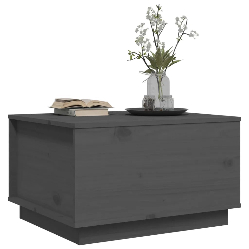 Tavolino da Salotto Grigio 60x50x35 cm Legno Massello di Pino 813417