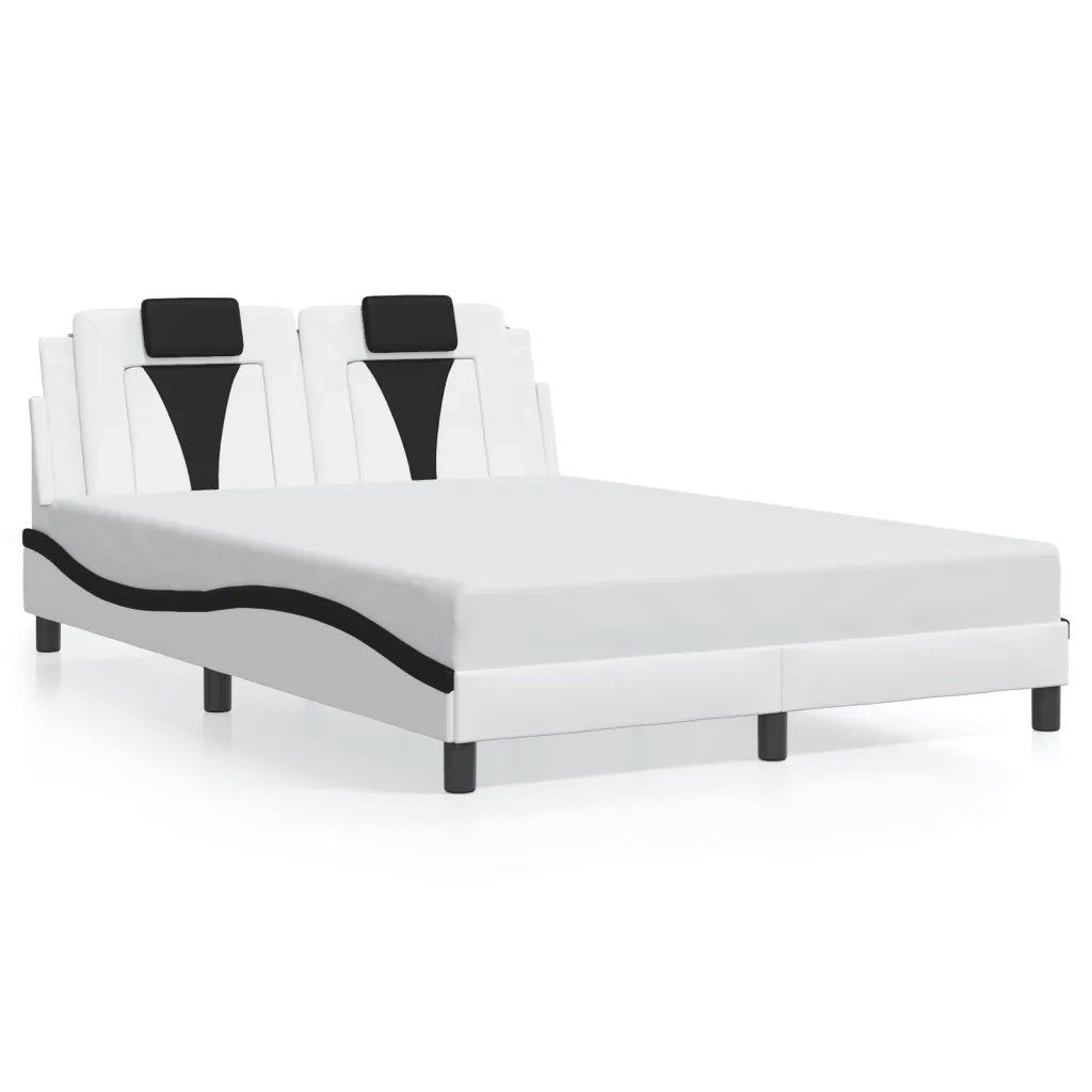 Giroletto Viana con LED senza Materasso-Struttura Letto Bianco e Nero 140x190 cm