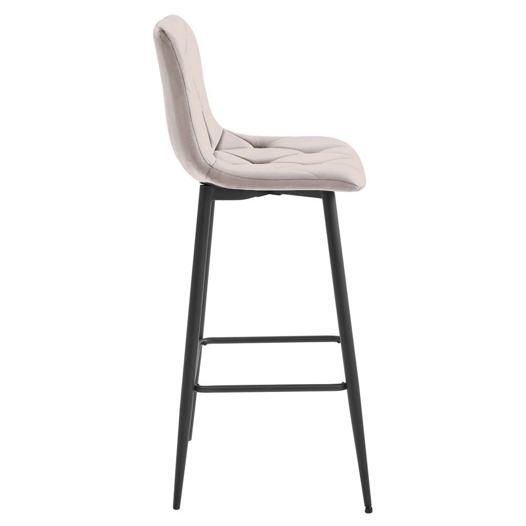 Sgabello da bar VALORA KODA - Velluto beige scuro con gambe nere x 2