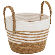 Cesto in fibra naturale e cotone bianco D24x20/28,5