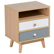 Comodino in legno chiaro 2 cassetti ripiano Tavolino stile moderno scandinavo camera da letto soggiorno