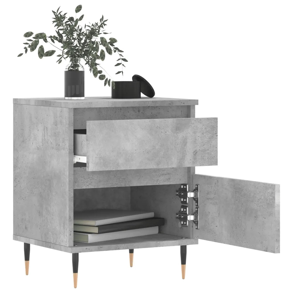 Comodini 2pz Grigio Cemento 40x35x50 cm in Legno Multistrato 830661