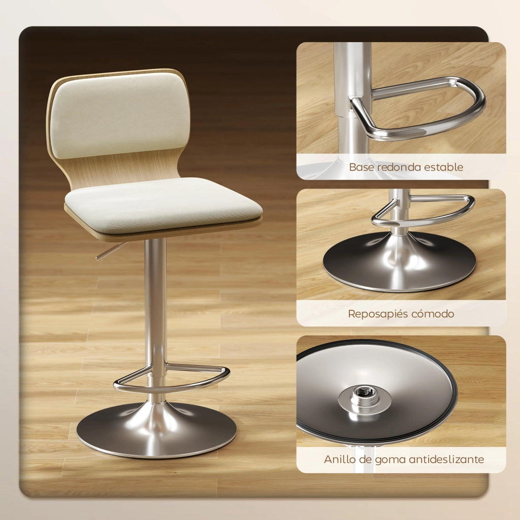 Sgabelli da cucina alti girevoli regolabili ¨C Zephmum ¨C Lino beige 81-102 cm
