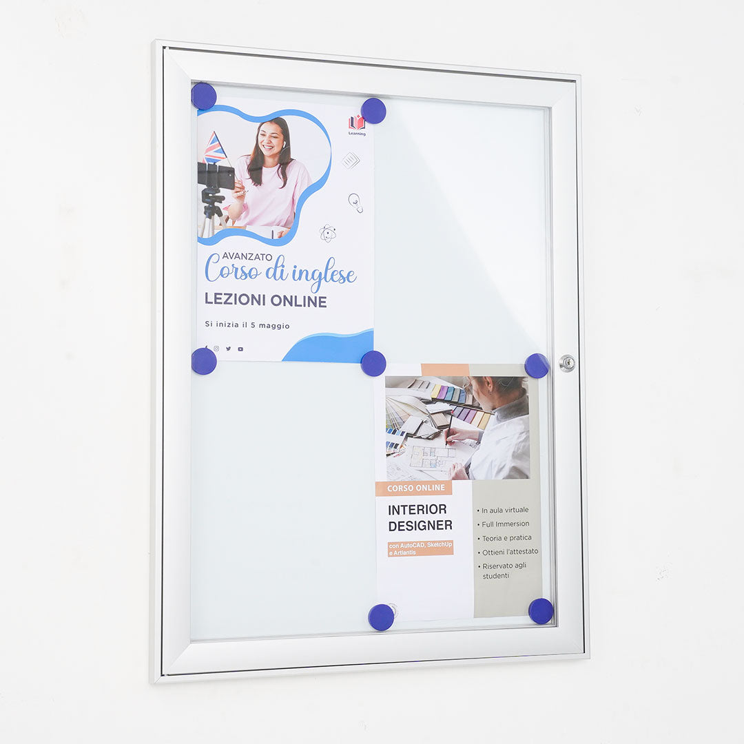 Bacheca con Apertura a Battente 52,1x69,6x2,3 cm in Alluminio Silver