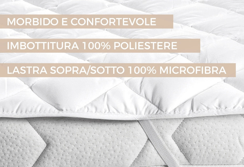 Topper Coprimaterasso Imbottito Trapuntato con Elastici Agli Angoli Modello LH - Matrimoniale - Topper
