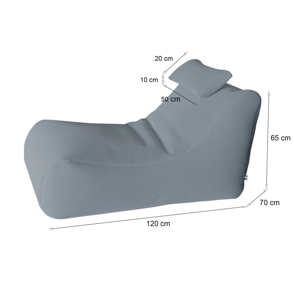 Pouf ??hck, Poltrona multiuso, Poltroncina sacco, Pouf poggiapiedi, Made in Italy, 70x120 h65 cm, Grigio chiaro