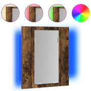 Mobile Bagno-Armadietto da bagno Specchio LED Rovere Fumo 40x12x45cm Multistrato