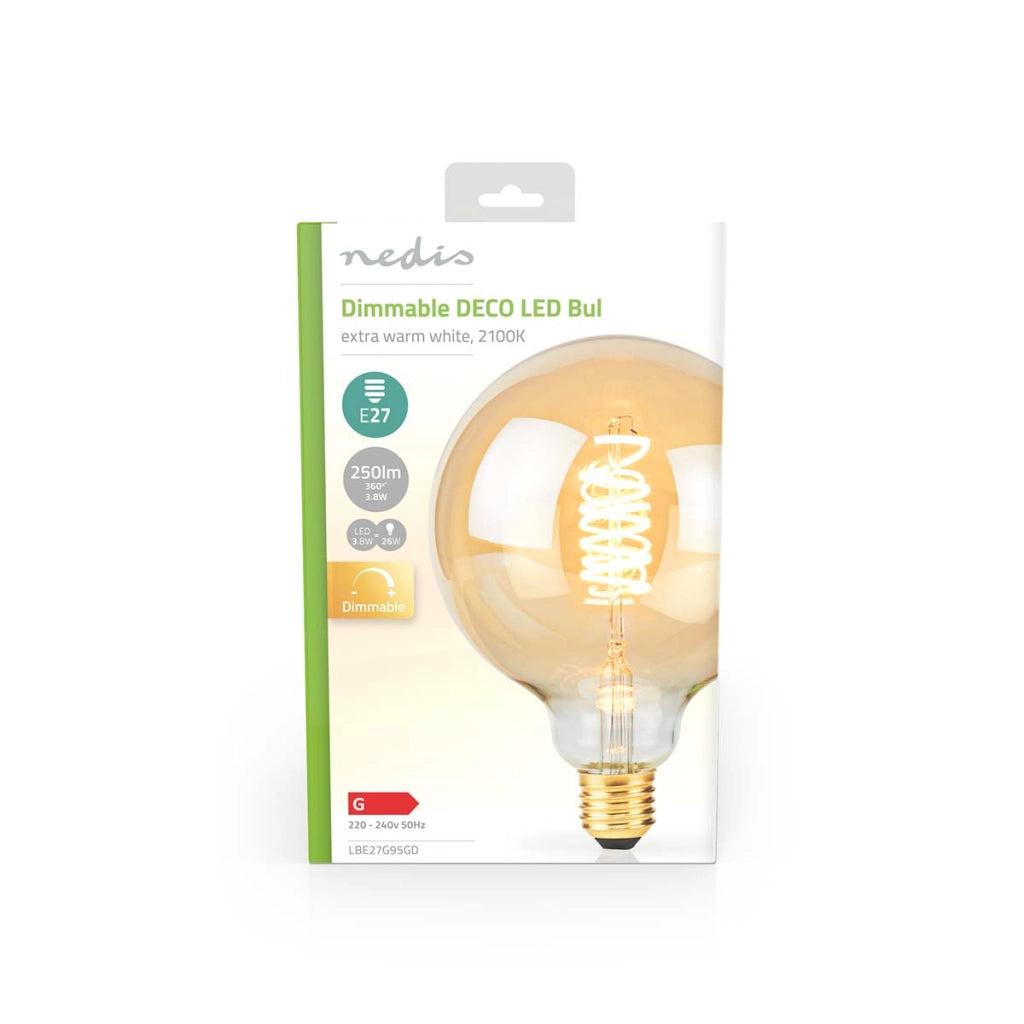 Lampadina LED E27 G95 3,8 W 250 lm 2100 K stile retrò dimmerabile Dorato Nedis