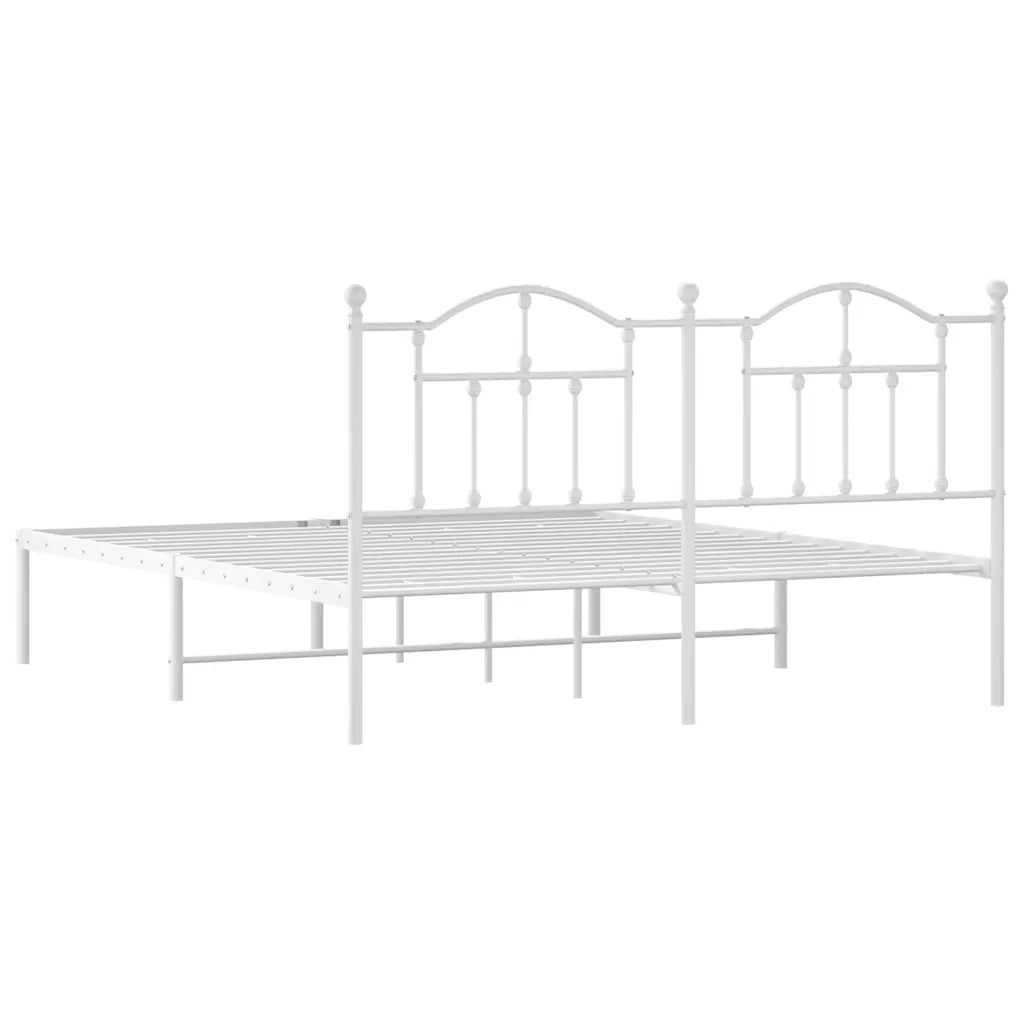 Giroletto con Testiera Metallo Bianco 160x200 cm 353491