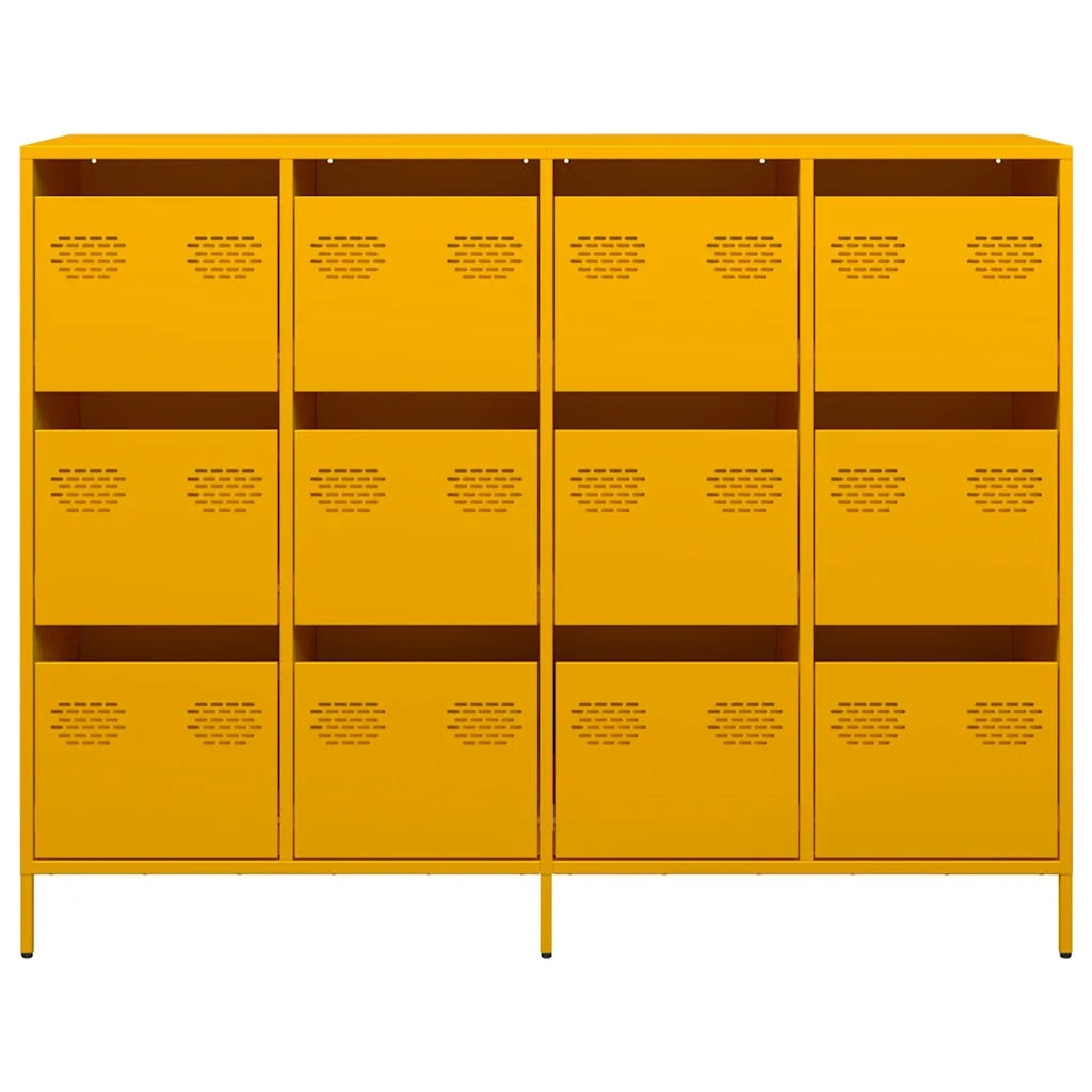 Credenza Giallo Senape 135x39x103,5 cm Acciaio Laminato Freddo