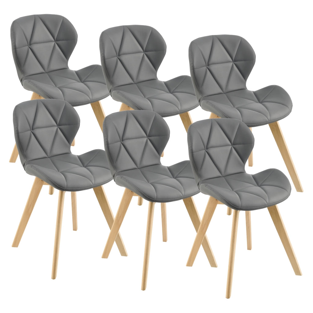 Set 6 Sedie Älmhult con Rivestimento in Similpelle Trapuntata - Grigio [en.casa]