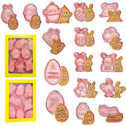 Set di stampi per biscotti di Pasqua 16 pezzi, stampi di silicone sicuri per biscotti, biscotti e decorazioni, inclusi coniglietti, uova e pulcini
