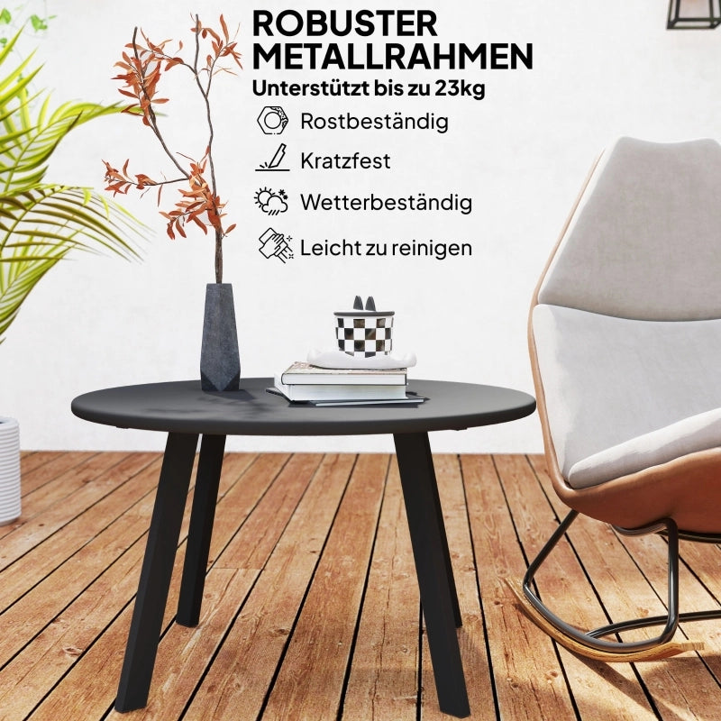 Tavolino da Caff¨¨ Rotondo da Giardino ¨C MINIMAL ¨C Metallo Nero ?70x42 cm