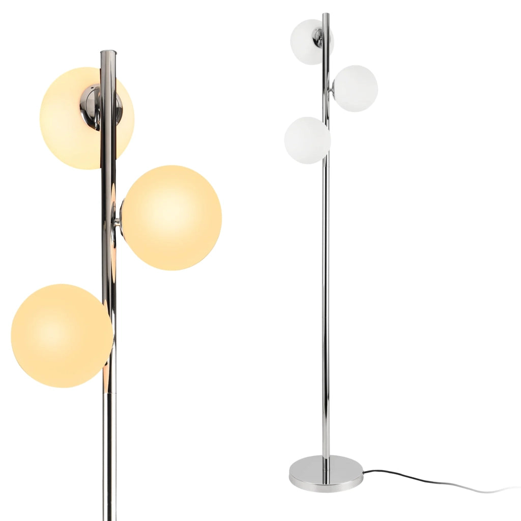 Lampada da terra lampada da terra metallo e vetro 3 x E14 154 cm cromo e bianco 03_0002438
