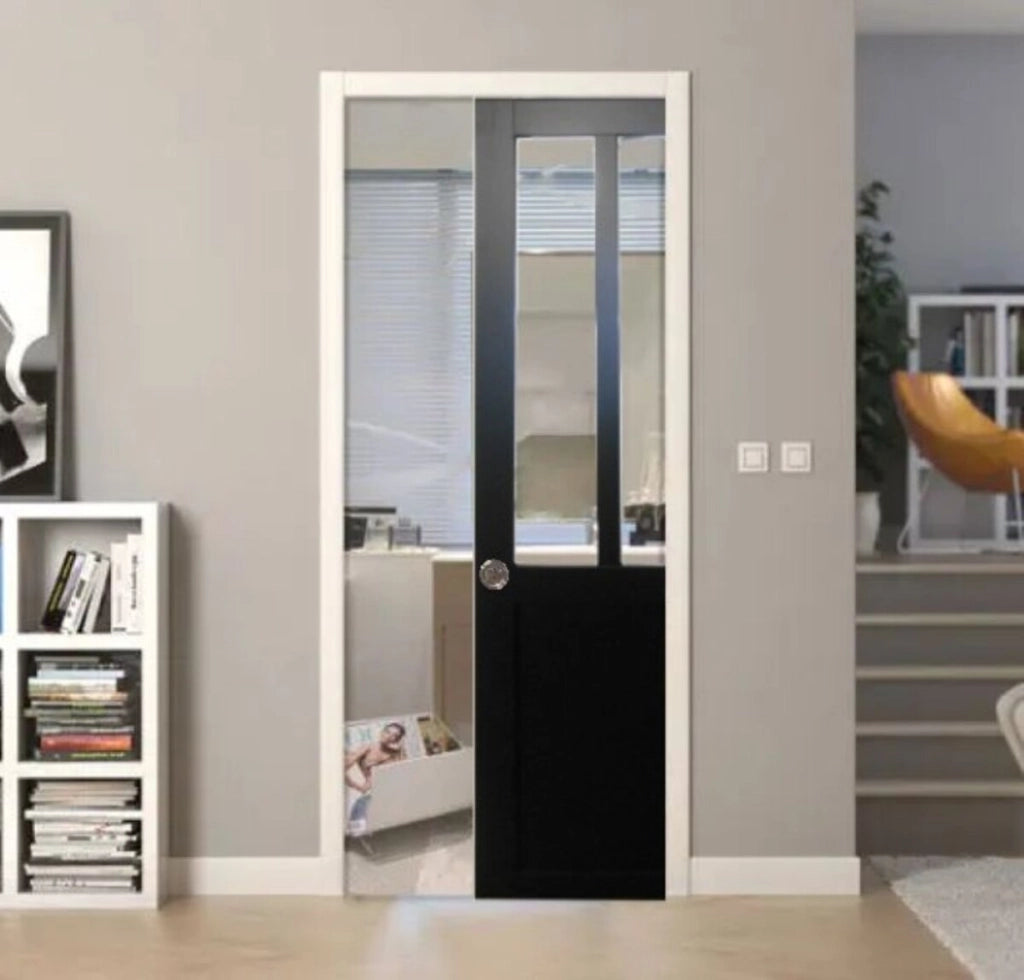 Porta scorrevole Atelier Modele Noir Larghezza 93 Con Sistema Galandage senza maniglia