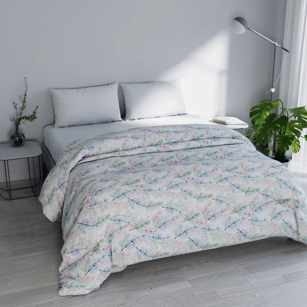 Trapunta Invernale Karma Singolo 170x260 cm in Poliestere Bouquet Blu