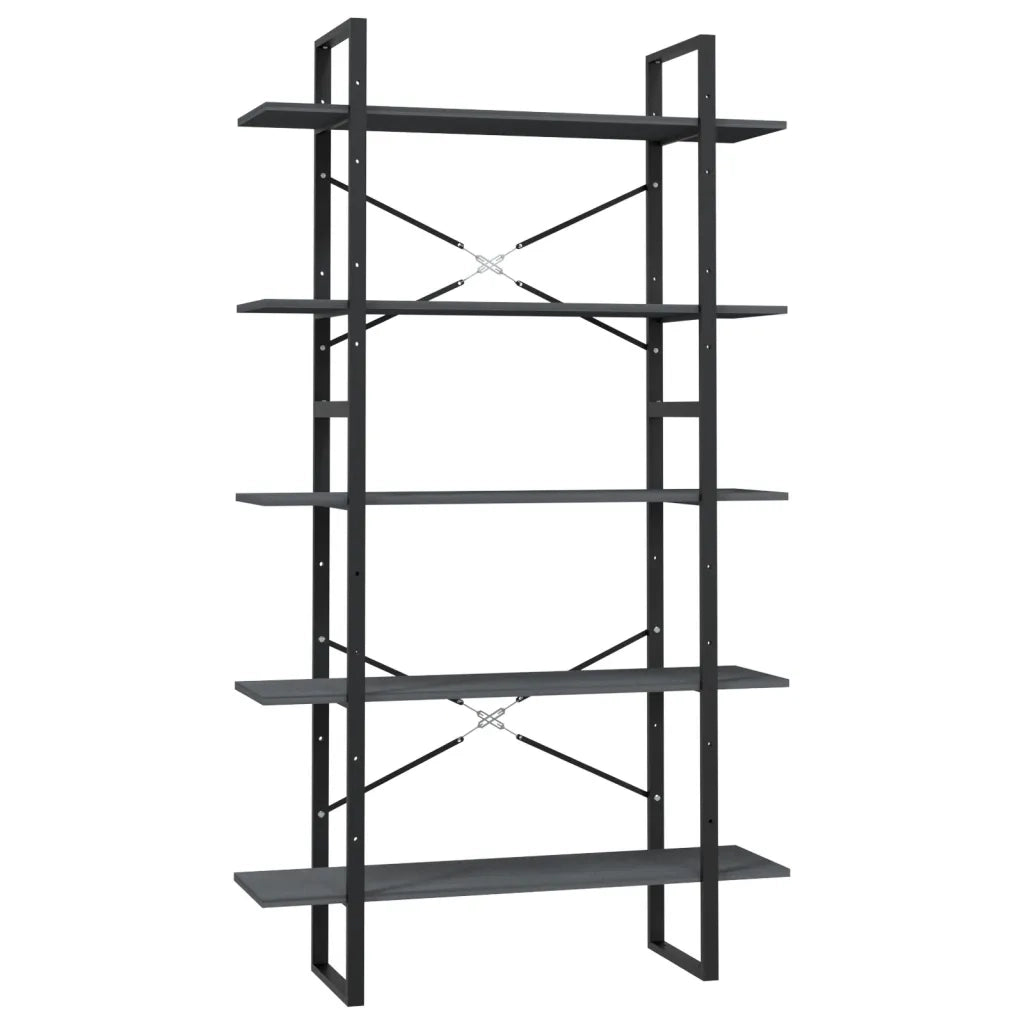 Libreria a 5 Ripiani Grigia 100x30x175 cm in Legno di Pino 3082005