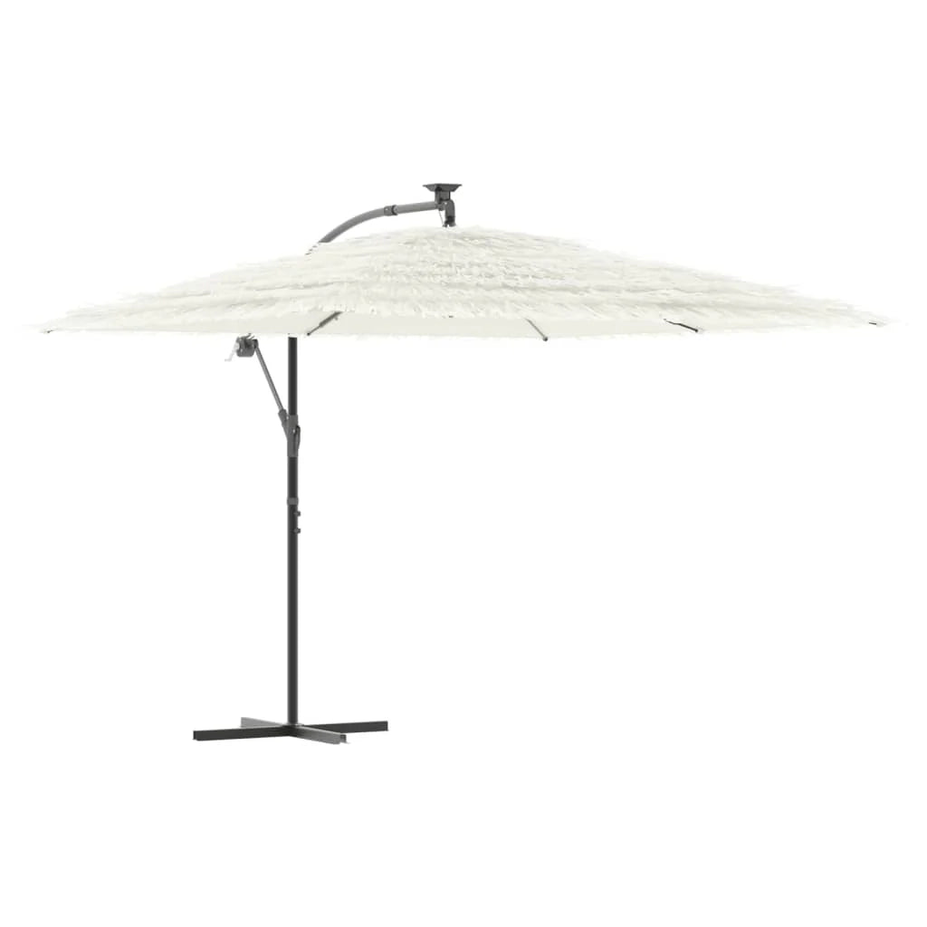Ombrellone da giardino in poliestere con palo in acciaio 290 x 290 x 238 cm robusto moderno protezione UV bianco 02_0056384